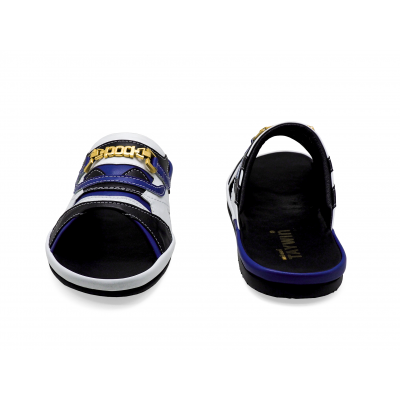 รองเท้าแตะ SKF-38 หนังไมโครไฟเบอร์นิ่มดำ-น้ำเงิน-นิ่มขาวสลับ